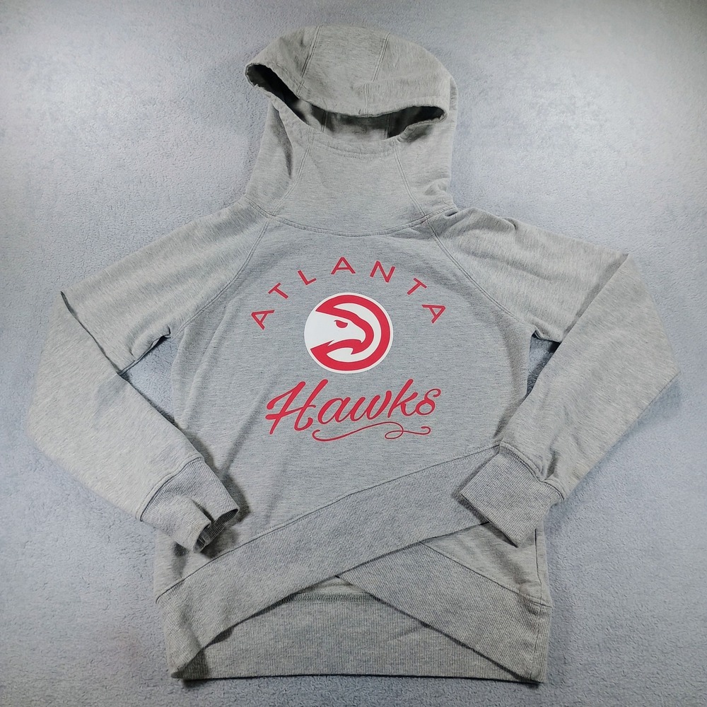 NBA Girls Atlanta Hawks Hoodie Gray Medium M Crossover Hem Sweatshirt